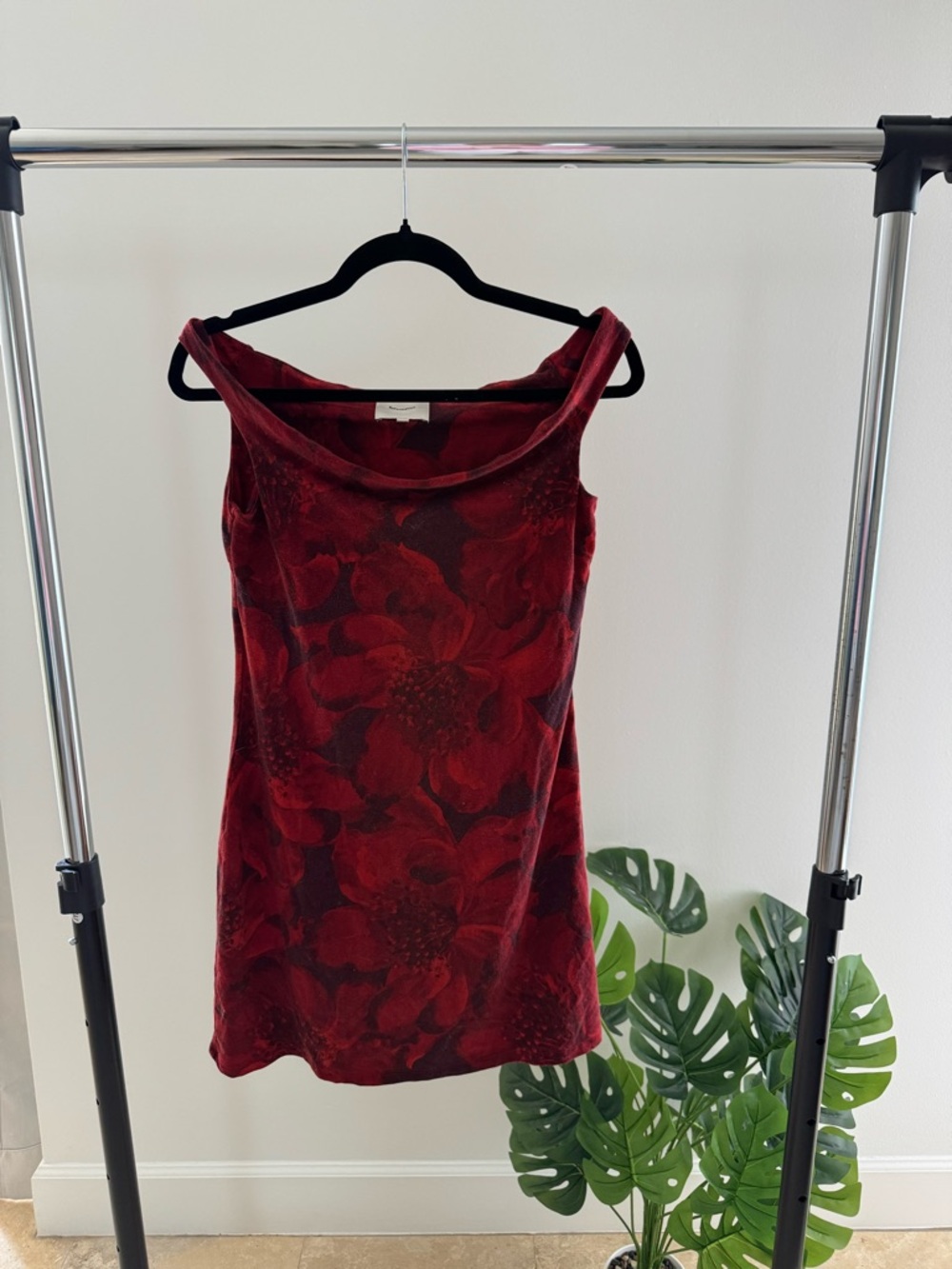 Reformation crimson floral velvet slip dress